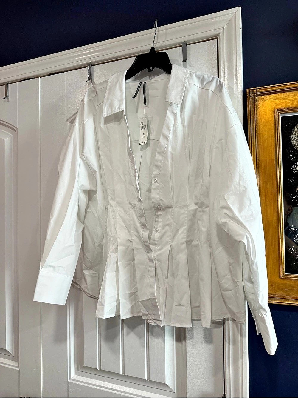 Anthropologie Waisted White Button Down Blouse Size 1X NWT